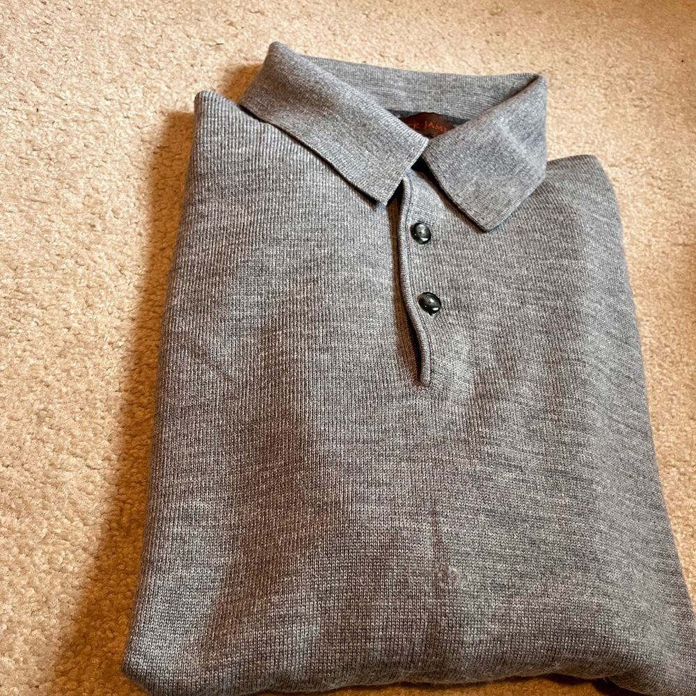 Patrick James Grey Three Button Pullover Wool Swe… - image 1